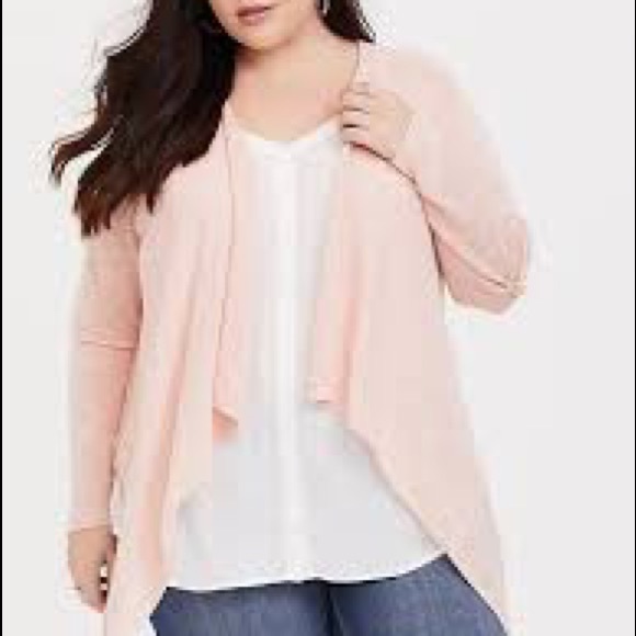 torrid Sweaters - BLUSH PINK DRAPE CARDIGAN